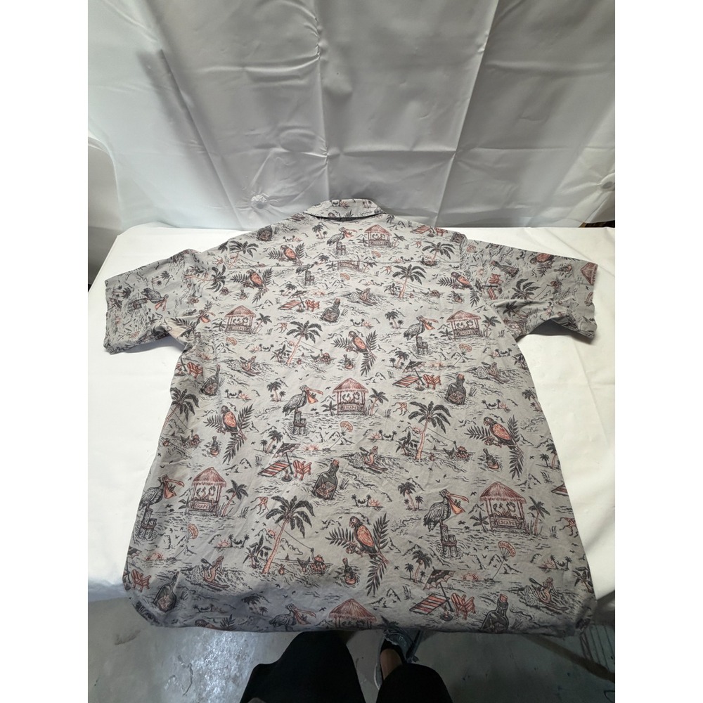 Columbia Mens XLT Tall Grey Tropical Island Parrot Print Button Down Shirt - Picture 2 of 8